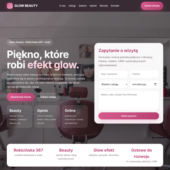 Screenshot makiety Glow Beauty